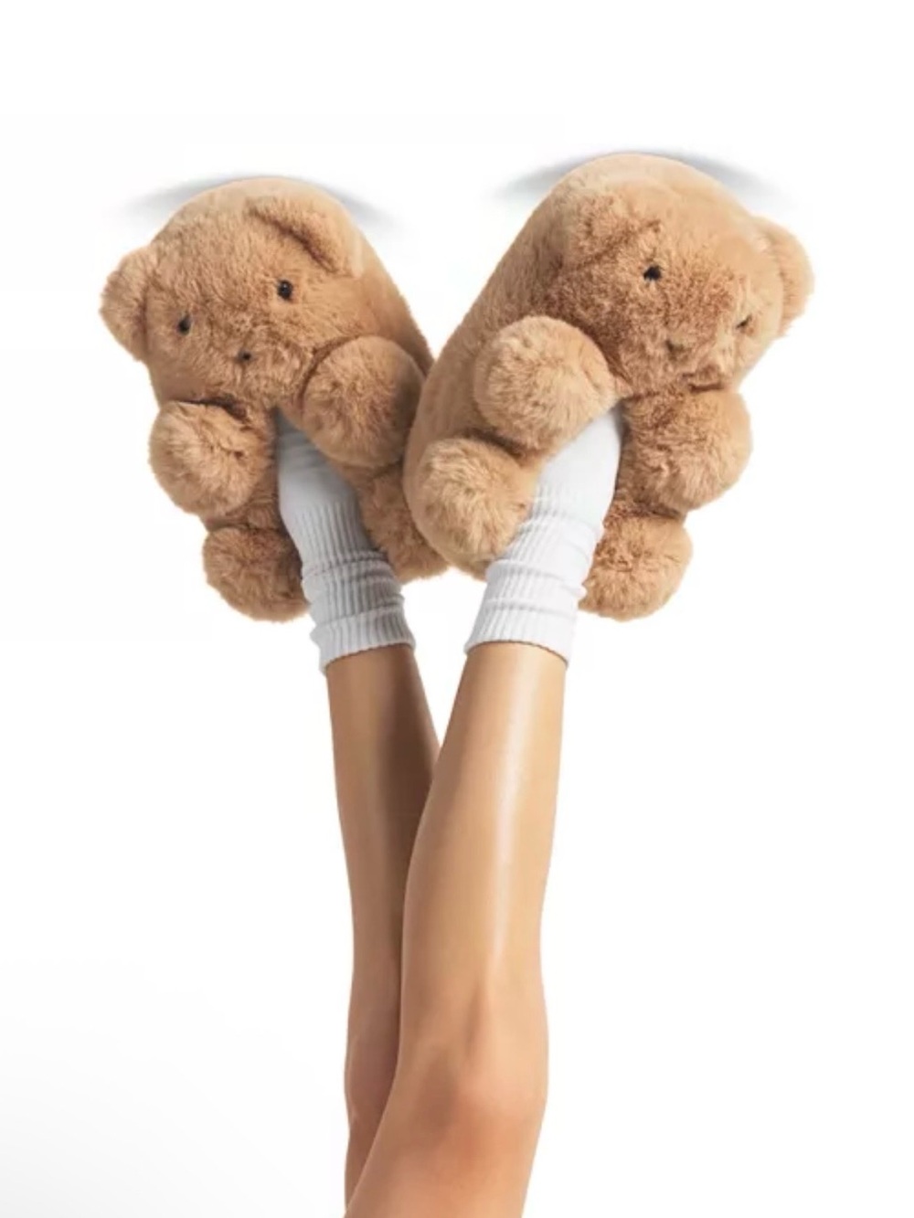 SKIMS Plush Teddy Bear Slippers - Light Brown